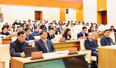 Các đại biểu tham dự Hội nghị hiệp thương lần thứ hai lập danh sách sơ bộ người ứng cử đại biểu Quốc hội khóa XVI và đại biểu HĐND tỉnh Tuyên Quang khóa XX, nhiệm kỳ 2026-2031. Ảnh: TTXVN phát