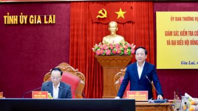 Trưởng ban Tuyên giáo và Dân vận Trịnh Văn Quyết phát biểu tại buổi làm việc. Ảnh: Sỹ Thắng - TTXVN