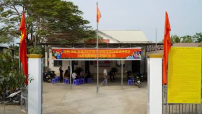 Nhà văn hóa ấp Gò Da, xã Tân Hồng (Đồng Tháp) là điểm bỏ phiếu số 8 cuộc bầu cử Quốc hội khóa XVI và HĐND các cấp nhiệm kỳ 2026 - 2031. Ảnh: Nhựt An - TTXVN