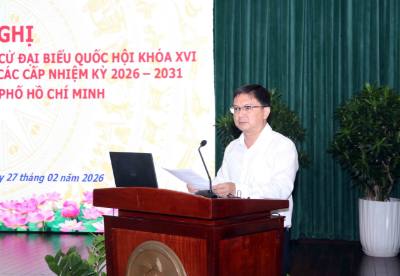 Ông Nguyễn Mạnh Cường, Phó Chủ tịch UBND Thành phố, Phó Chủ tịch Ủy ban Bầu cử Thành phố, phát biểu khai mạc Hội nghị. Ảnh: Xuân Khu-TTXVN