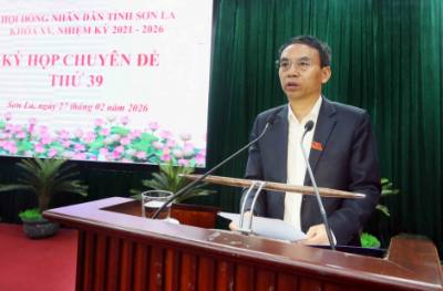 Phó Chủ tịch UBND tỉnh Sơn La Nguyễn Minh Tiến phát biểu. Ảnh: Quang Quyết - TTXVN