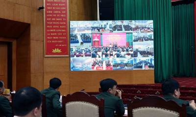 Hội nghị được kết nối trực tuyến với 20 xã, phường trên địa bàn tỉnh Thái Nguyên. Ảnh: Trần Trang-TTXVN  