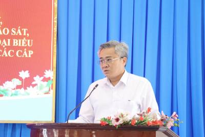 Đại diện các đơn vị, địa phương báo cáo công tác chuẩn bị bầu cử. Ảnh: Bùi Giang - TTXVN