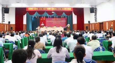 Quang cảnh buổi tiếp xúc cử tri. Ảnh: Thanh Sang-TTXVN