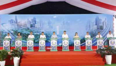 Chủ tịch Quốc hội Trần Thanh Mẫn dự Lễ Khởi động dự án đường Hương lộ 2 tỉnh Đồng Nai. Ảnh: Doãn Tấn - TTXVN