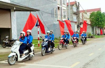 Đoàn viên, thanh niên xã Hiệp Hòa (Bắc Ninh) ra quân tuyên truyền về bầu cử đại biểu Quốc hội khóa XVI và đại biểu HĐND các cấp nhiệm kỳ 2026 - 2031. Ảnh: Đồng Thúy-TTXVN