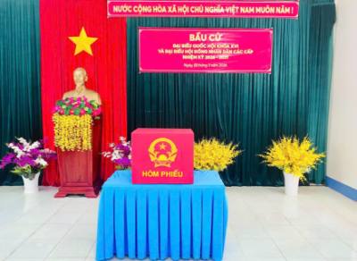 Điểm bầu cử tại đồn Biên phòng Hòn Khoai, thuộc xã Đất Mũi, tỉnh Cà Mau. Ảnh: TTXVN phát