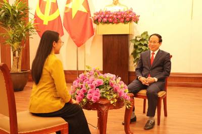 Bí thư Thành ủy, Trưởng Đoàn đại biểu Quốc hội TP Hải Phòng Lê Tiến Châu trả lời phỏng vấn TTXVN. Ảnh: Hoàng Ngọc – TTXVN 