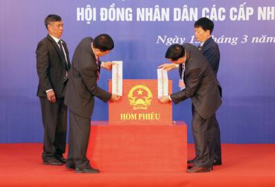 Khu vực bỏ phiếu số 8, phường Hải An. Ảnh: Hoàng Ngọc - TTXVN 