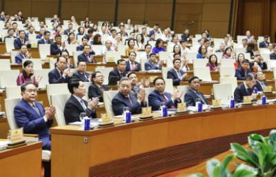 Tổng Bí thư Tô Lâm và các đồng chí lãnh đạo Đảng, Nhà nước dự Hội nghị. Ảnh: Doãn Tấn - TTXVN