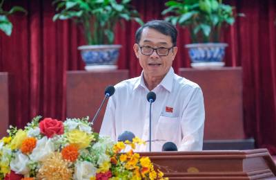 Ông Nguyễn Văn Khởi, Phó Chủ tịch UBND thành phố Cần Thơ, Phó Chủ tịch Ủy ban Bầu cử thành phố phát biểu tại Hội nghị. Ảnh: Thanh Liêm - TTXVN